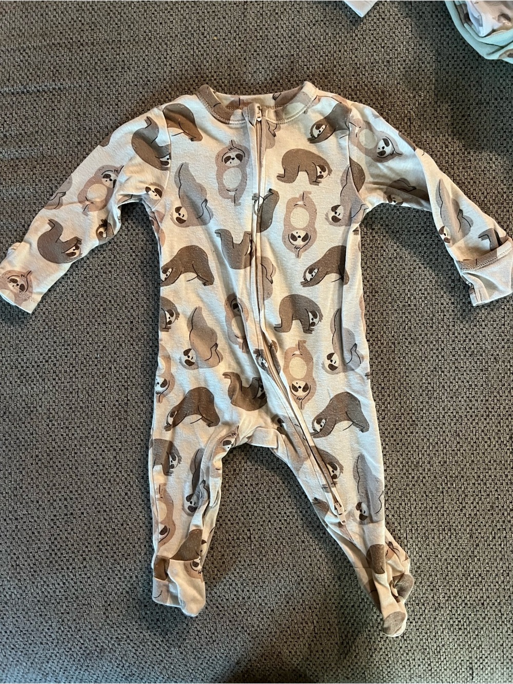 Old Navy Neutral Sloth Zip Front Footed One-Piece